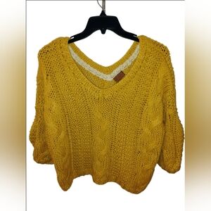 POL Mustard Yellow Chunky Cable Knit Oversized Sweater Size Lg-xlg